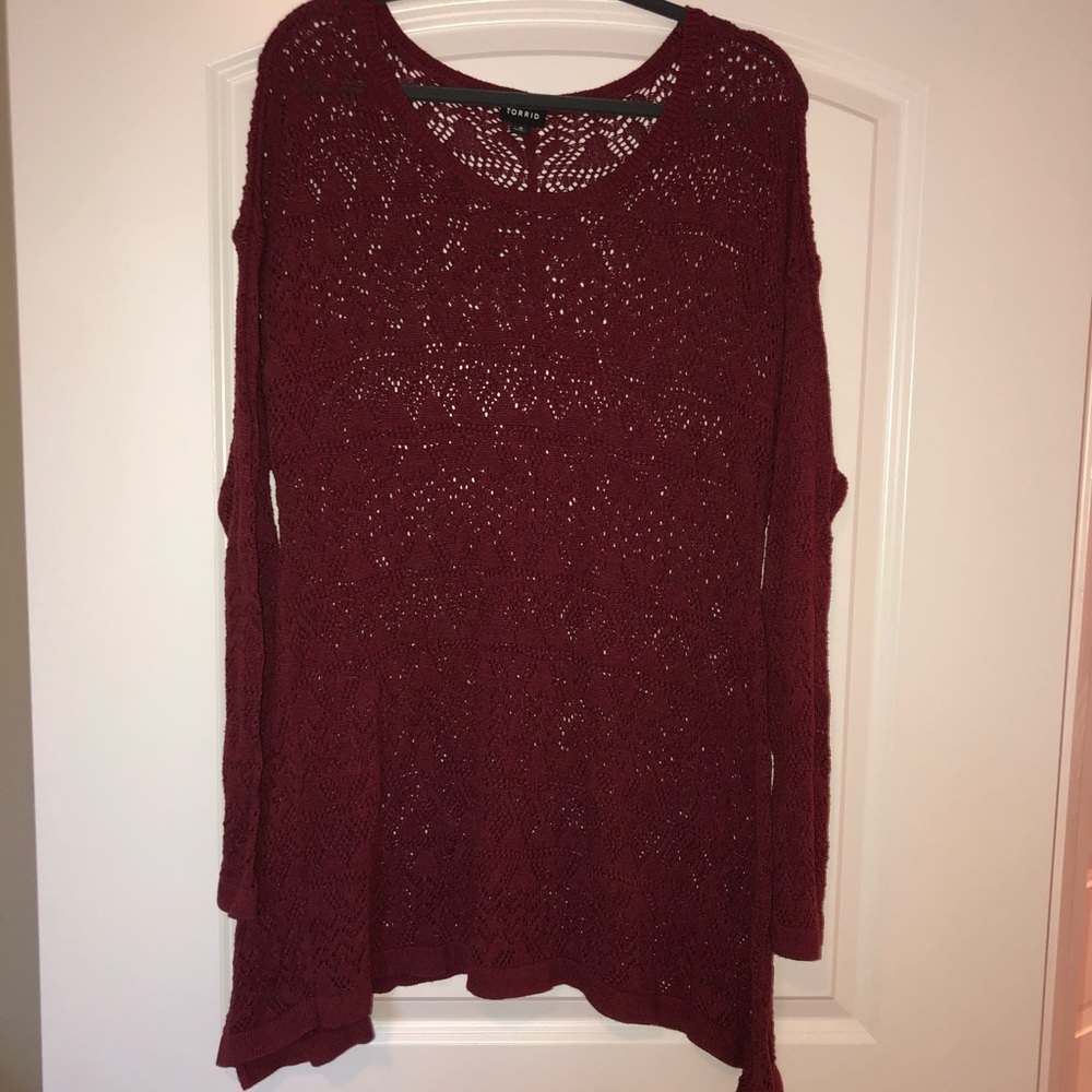 Torrid Shark-bite Crochet Sweater